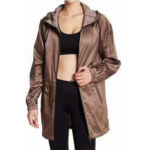 Zella Bronze Rain  Jacket Long‎ Anorak Size XS Brown